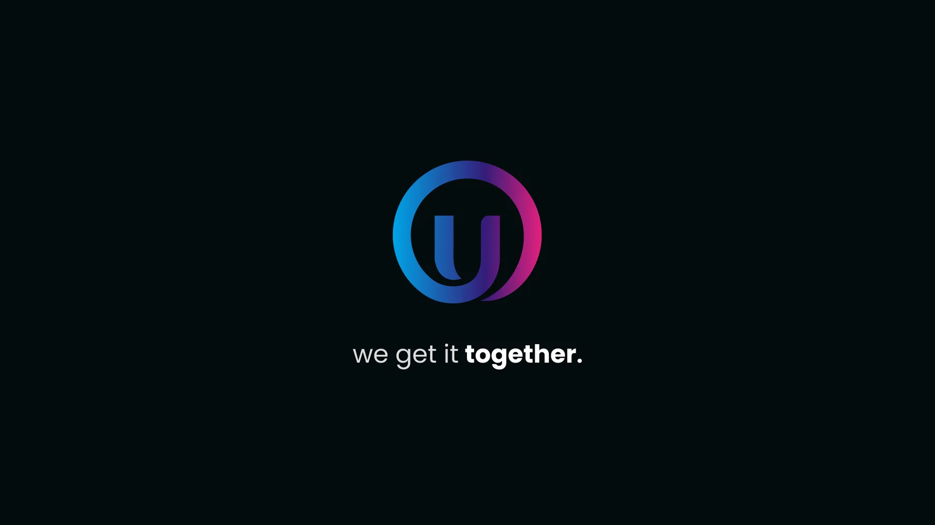 The Unify logo on a gradient background with the text 'we get it together' below the logo.