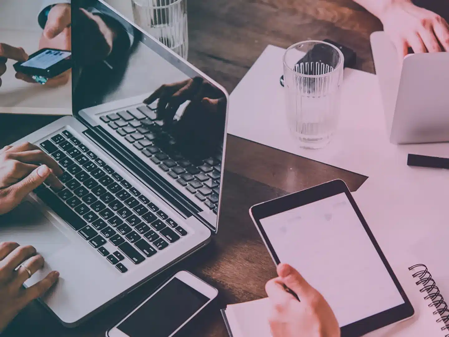 A photo of a laptop and tablet.