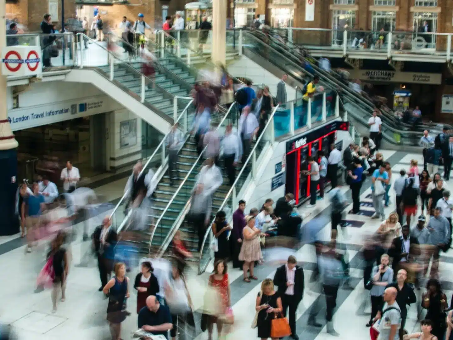 A photo of a busy shopping mall.