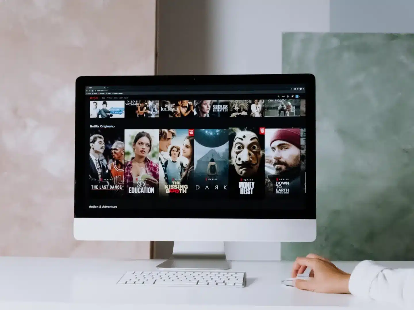 A photo of a iMac with Netflix on it.